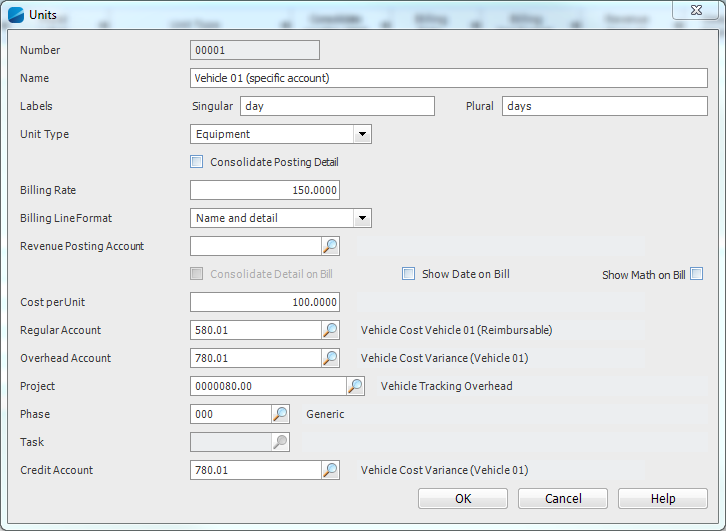 specific unit setup